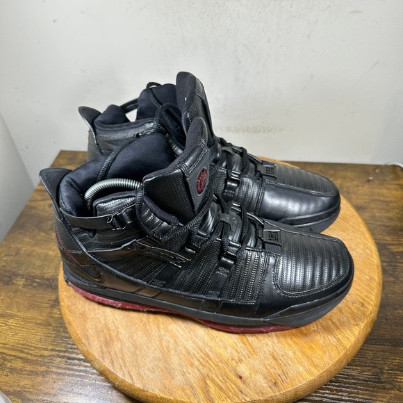 Nike Air Zoom LeBron James IV 4 Black Red Shoes Men's Size 10 312147-004